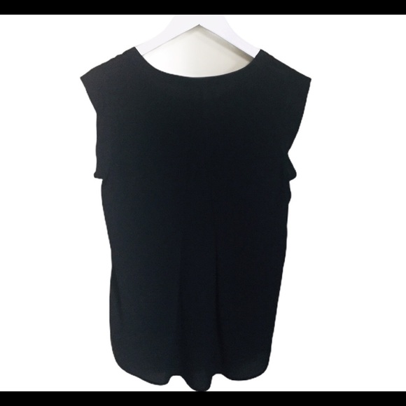 PLEIONE (Anthropologie) Bailey Blouse/Top With Cap Sleeves Black Size Small - Picture 10 of 11
